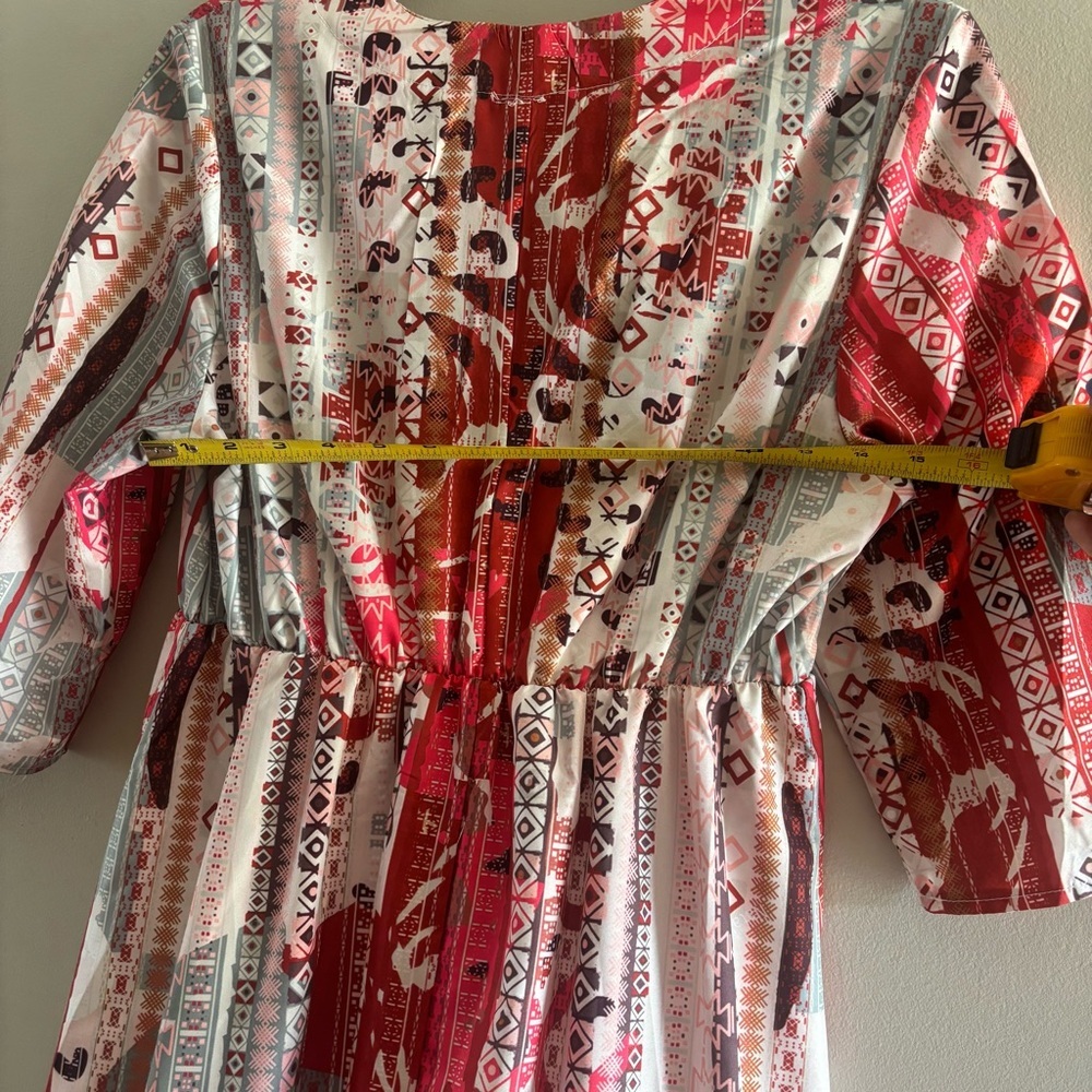 Boho V-Neck Maxi Dress in Pink and Red - Picture 6 of 9